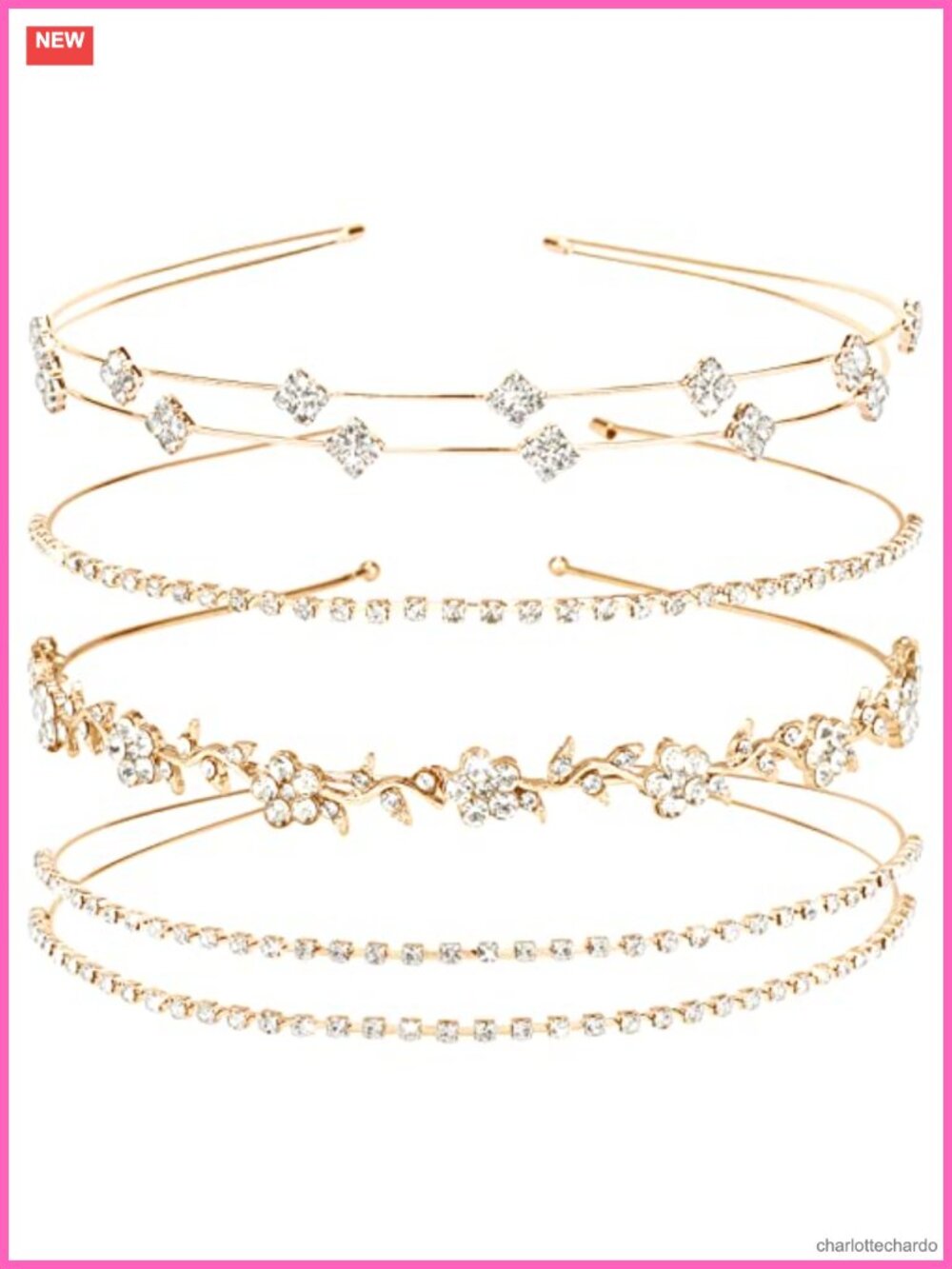 Gold Rhinestone Bridal Headband Metal Crystal Hair Accessory